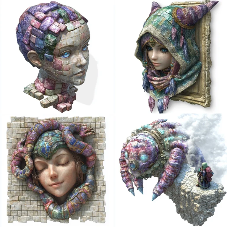 Textured Mosaic Forms - Midjourney style sref code