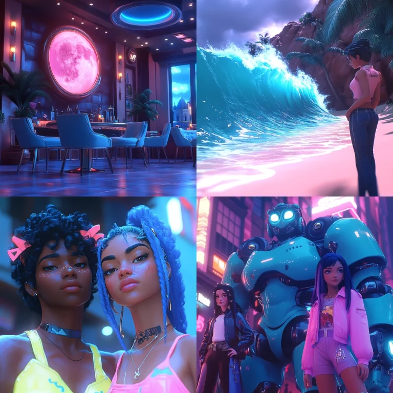 Neon Futurism with Cool Palette - Midjourney style sref code