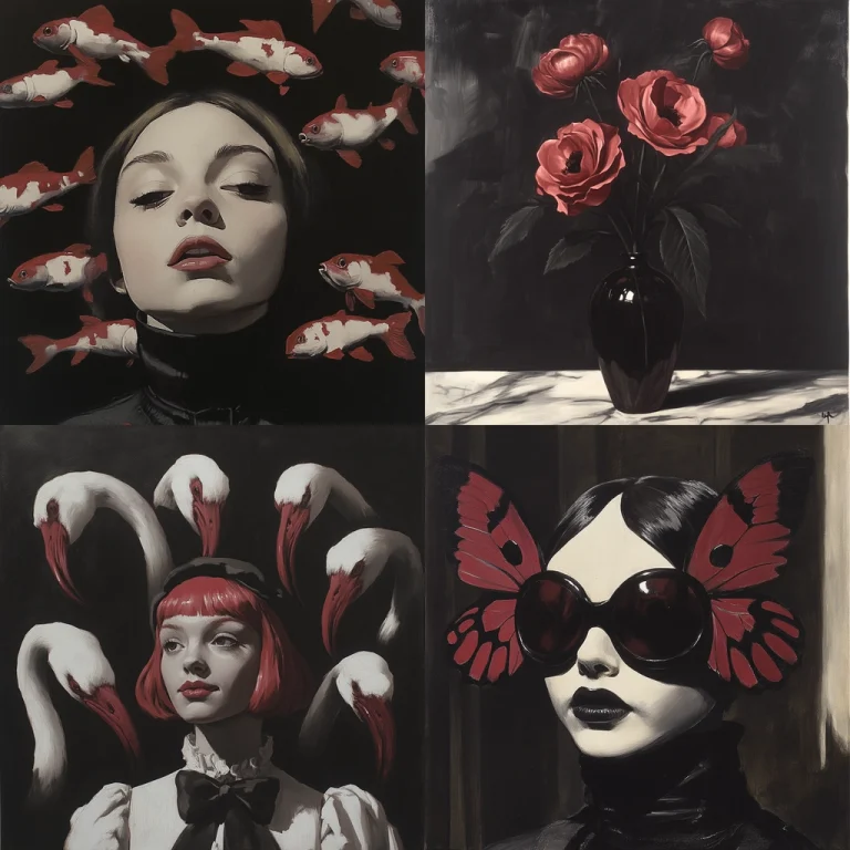 Dark Palette with Red Accents - Midjourney style sref code