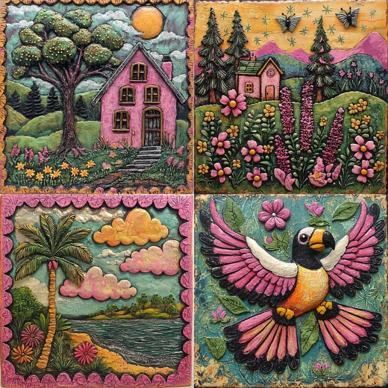 Textured Pastel Relief with Defined Contours - Midjourney style sref code