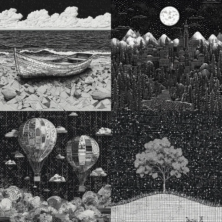 Monochrome Lined Contrast - Midjourney style sref code