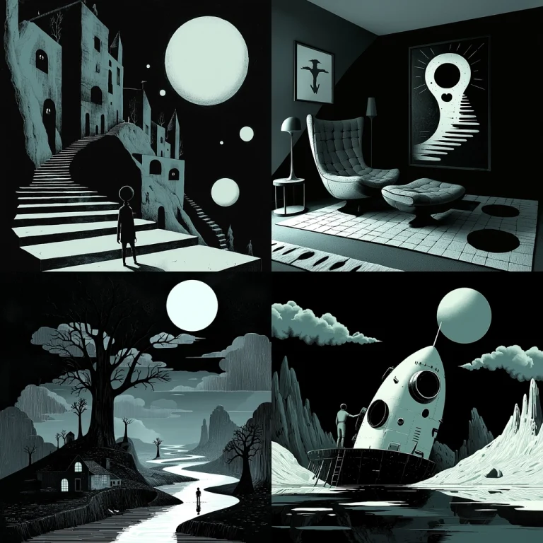 Monochrome Surreal Lighting Contrast - Midjourney style sref code