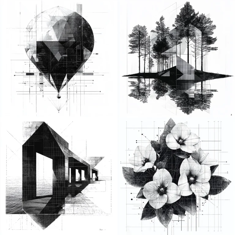 Geometric Black and White Precision - Midjourney style sref code
