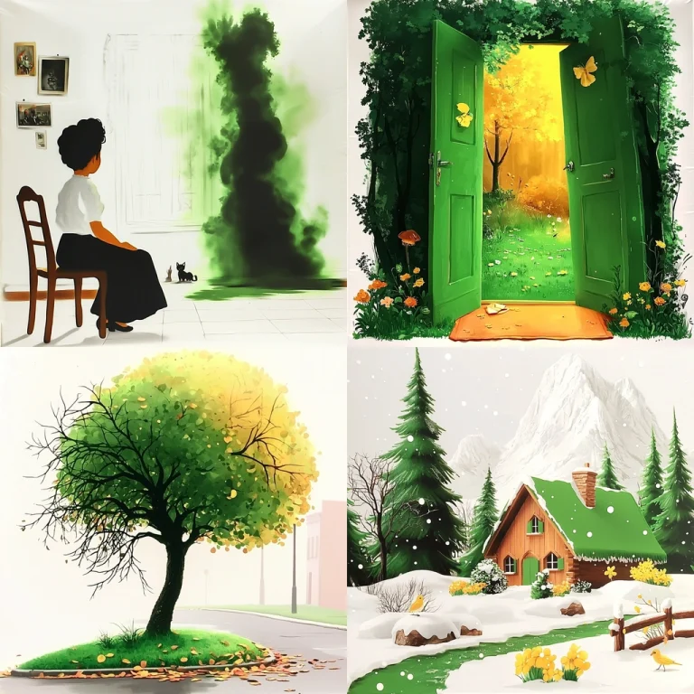 Green Tones Illustration - Midjourney style sref code