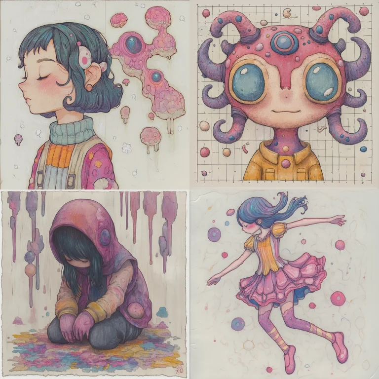 Pastel Illustration with Cartoon Forms - Midjourney style sref code