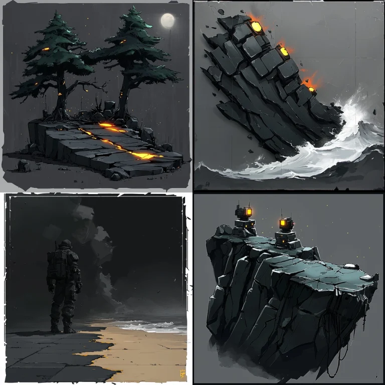 Dark Gray Layers with Orange Highlights - Midjourney style sref code