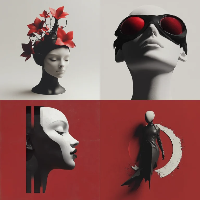 Monochrome Red Accent - Midjourney style sref code