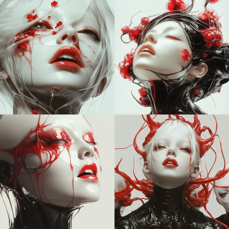 Fluid Red Entanglements - Midjourney style sref code