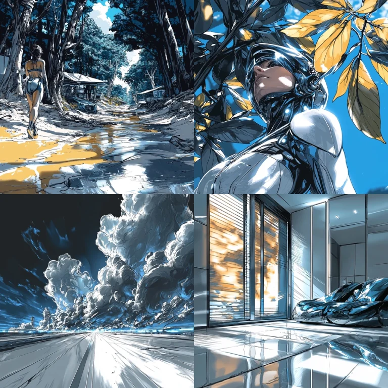 Reflective Blue Futurism - Midjourney style sref code