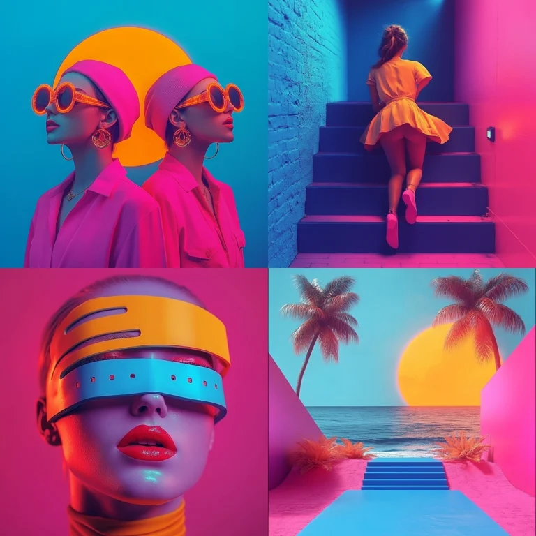 Vibrant Neon Gradient - Midjourney style sref code