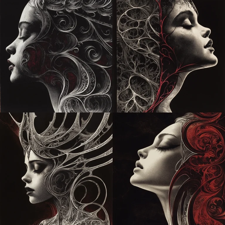 Darkly Intricate Swirl Patterns - Midjourney style sref code