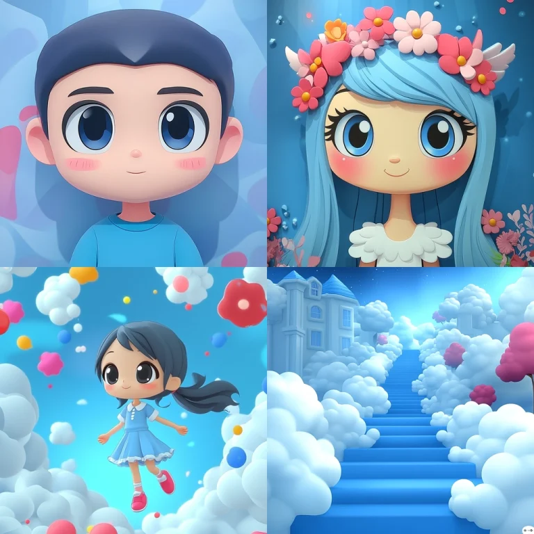 Blue Palette Cartoon Fantasy - Midjourney style sref code