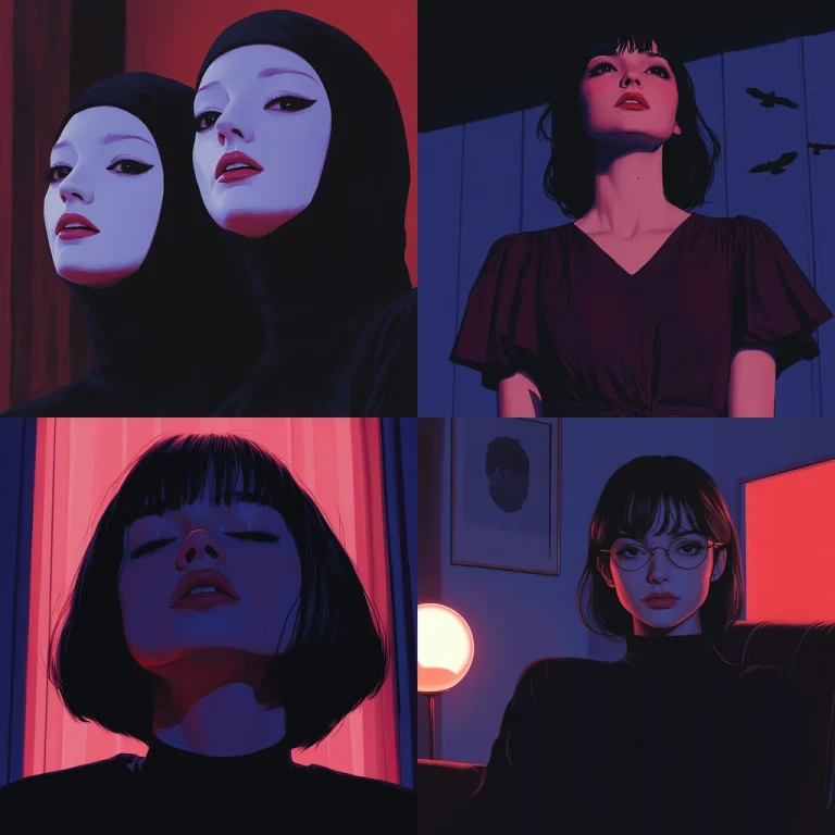 Moody Red and Blue Contrast - Midjourney style sref code