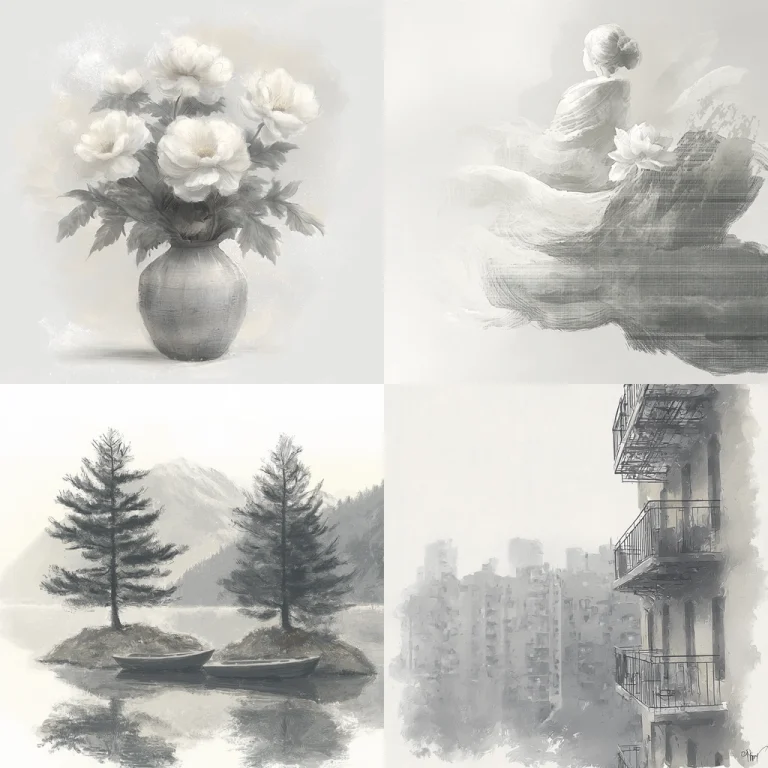 Muted Gray Ink Impression - Midjourney style sref code