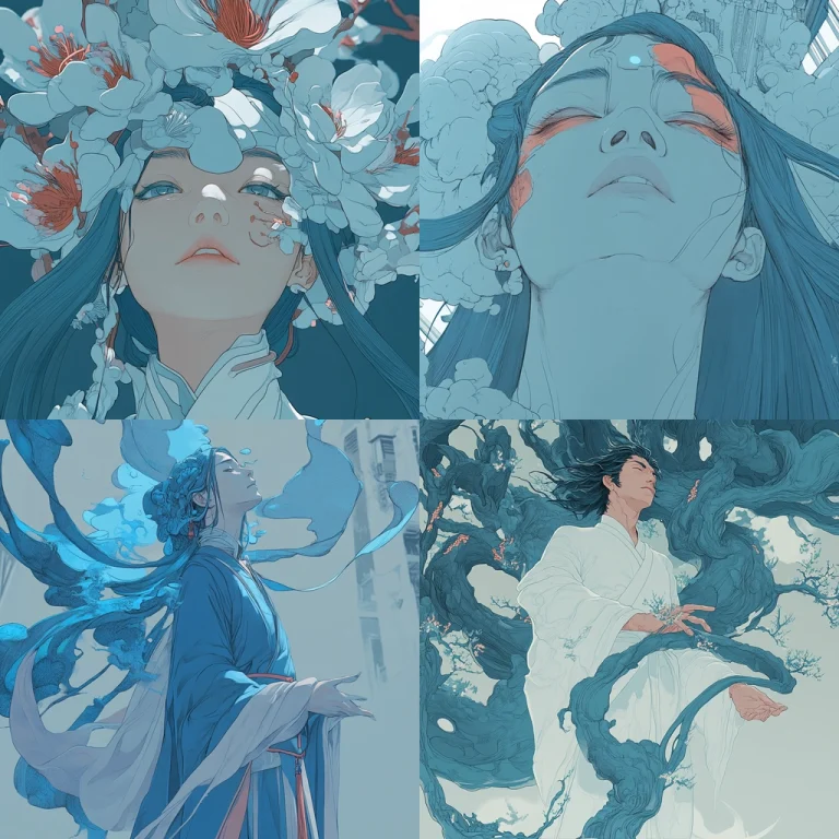 Floral Blue Elegance - Midjourney style sref code