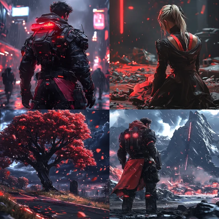 Cyberpunk Crimson Glow - Midjourney style sref code