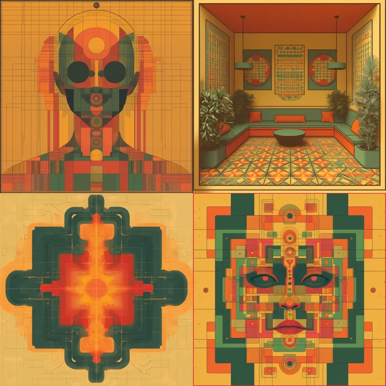 Geometric Warm Palette with Symmetry - Midjourney style sref code