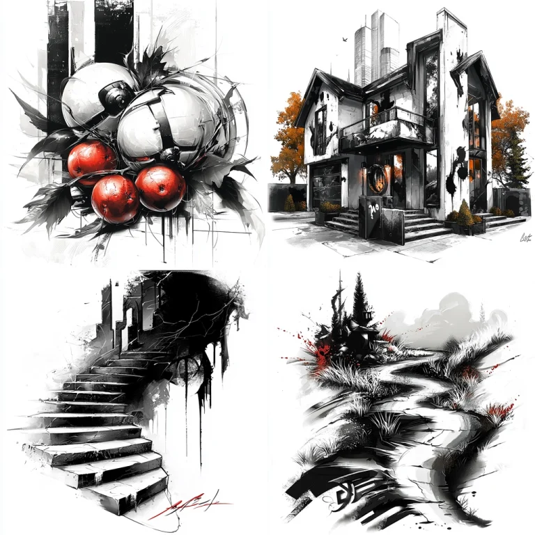 Monochrome with Red Accents - Midjourney style sref code