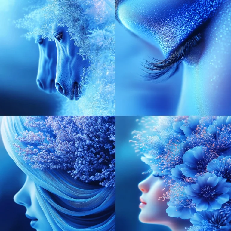 Blue Floral Texture Fusion - Midjourney style sref code