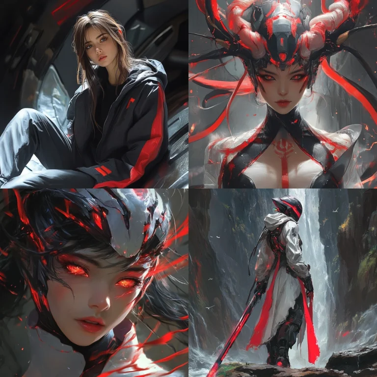 Futuristic Dark Red Accents - Midjourney style sref code