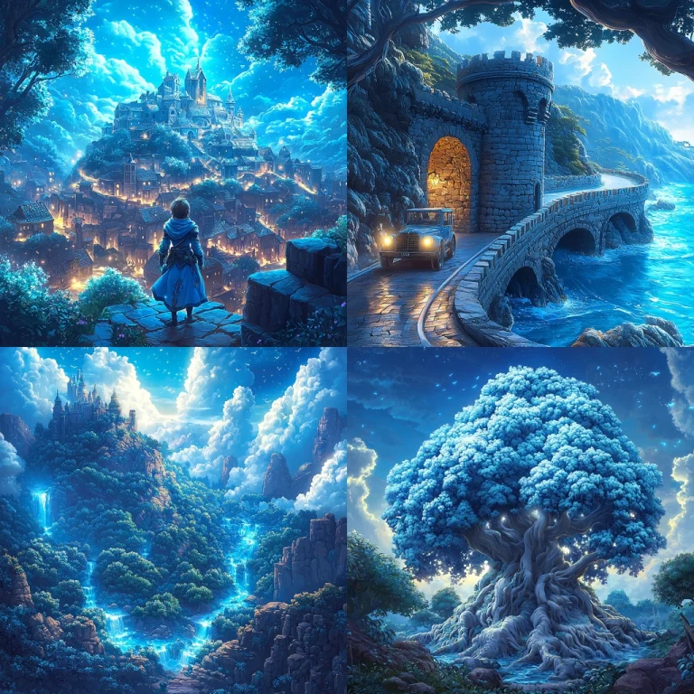 Vivid Blue Fantasy Lighting - Midjourney style sref code