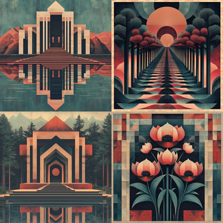 Geometric Landscape with Muted Colors - Midjourney style sref code