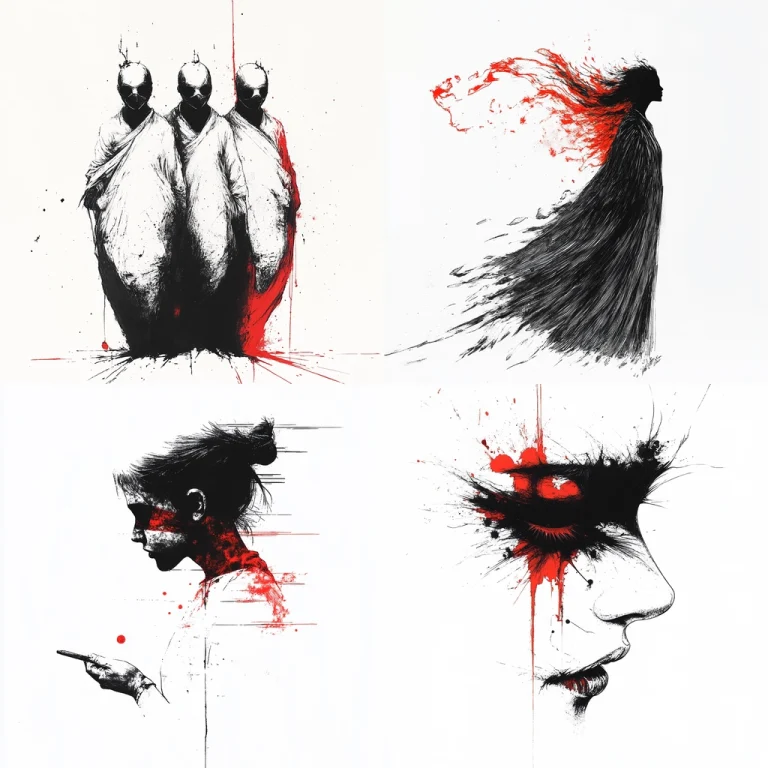 Red-Black Ink Contrast - Midjourney style sref code