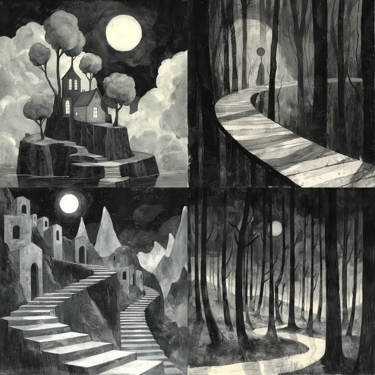 High Contrast Monochrome Scenery - Midjourney style sref code