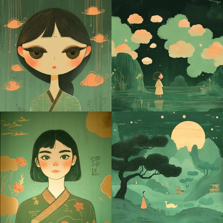 Green-Vintage Illustrative Aura - Midjourney style sref code