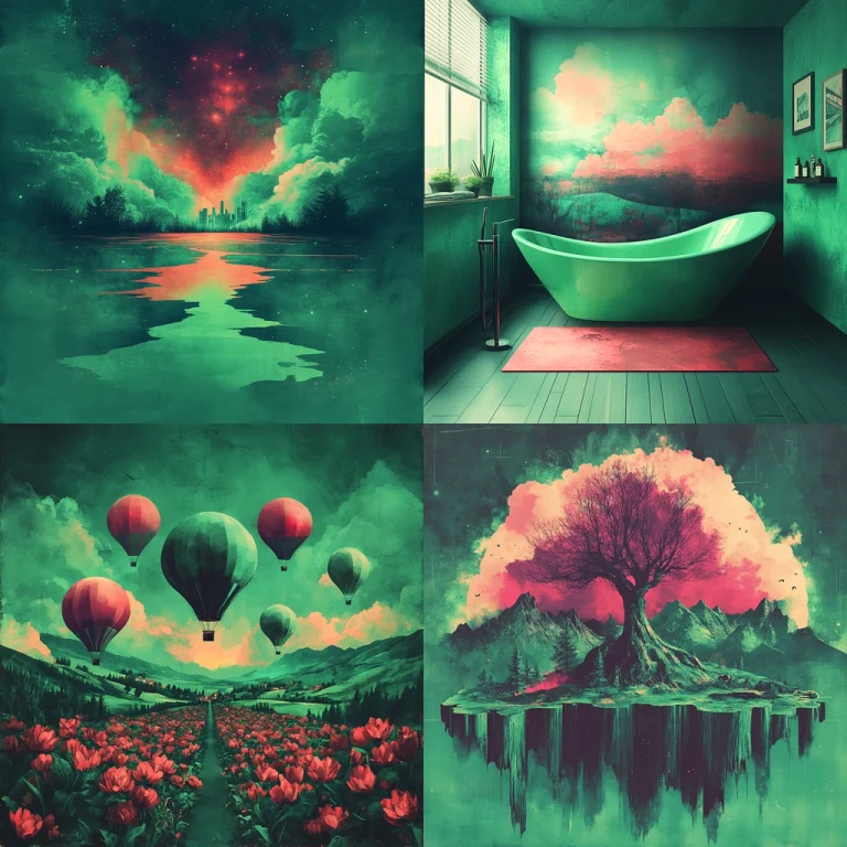 Deep Green and Warm Red Contrast - Midjourney style sref code