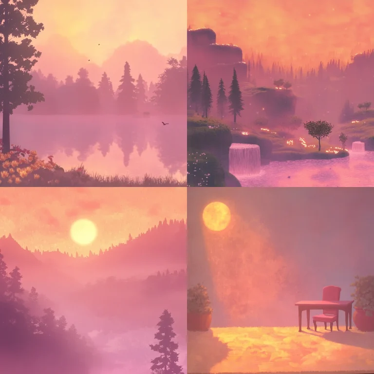Warm Pink Misty Landscape - Midjourney style sref code