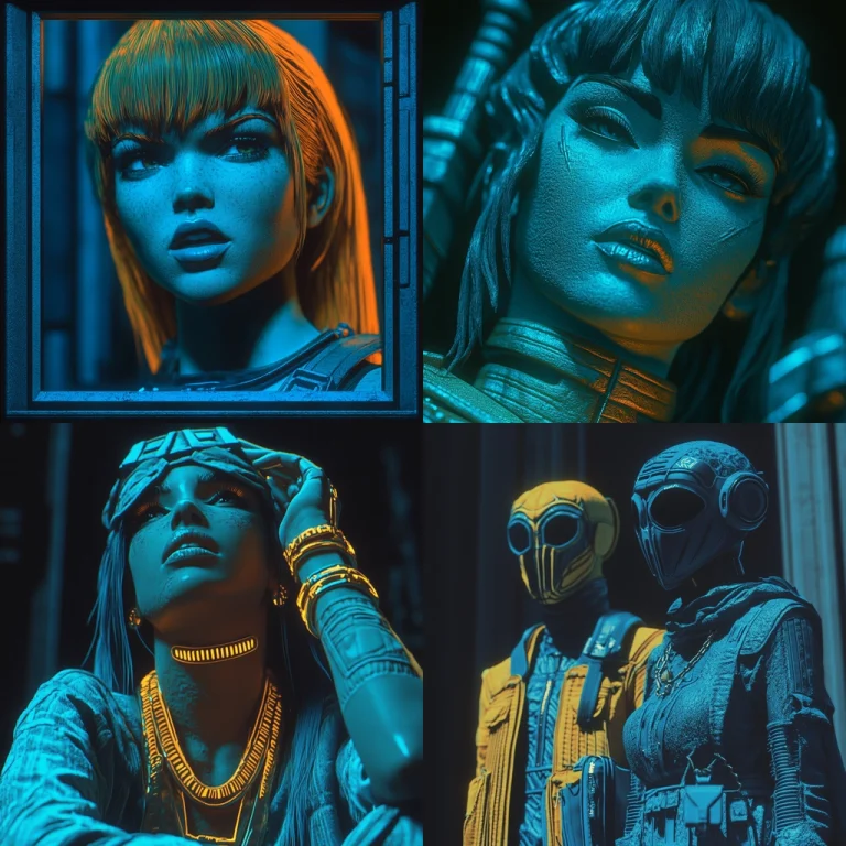 High Contrast Neon Portraits - Midjourney style sref code