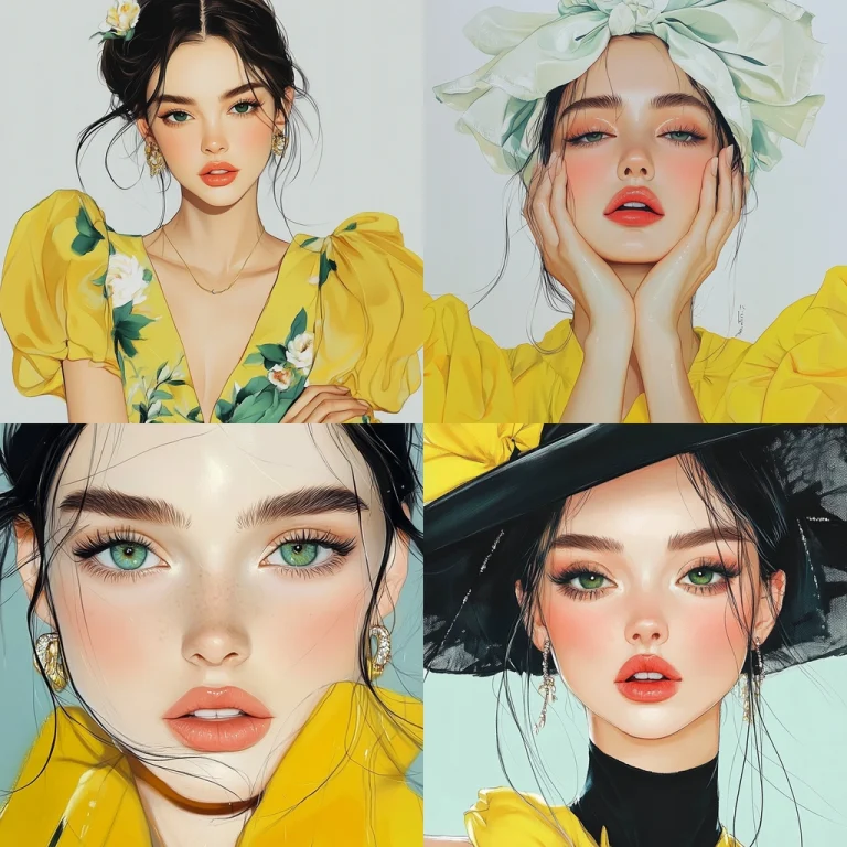 Vibrant Yellow Textured Portrait - Midjourney style sref code