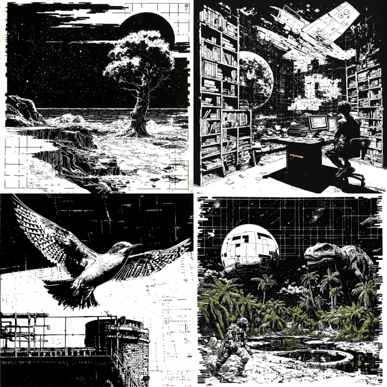 Geometric Noir Space Composition - Midjourney style sref code