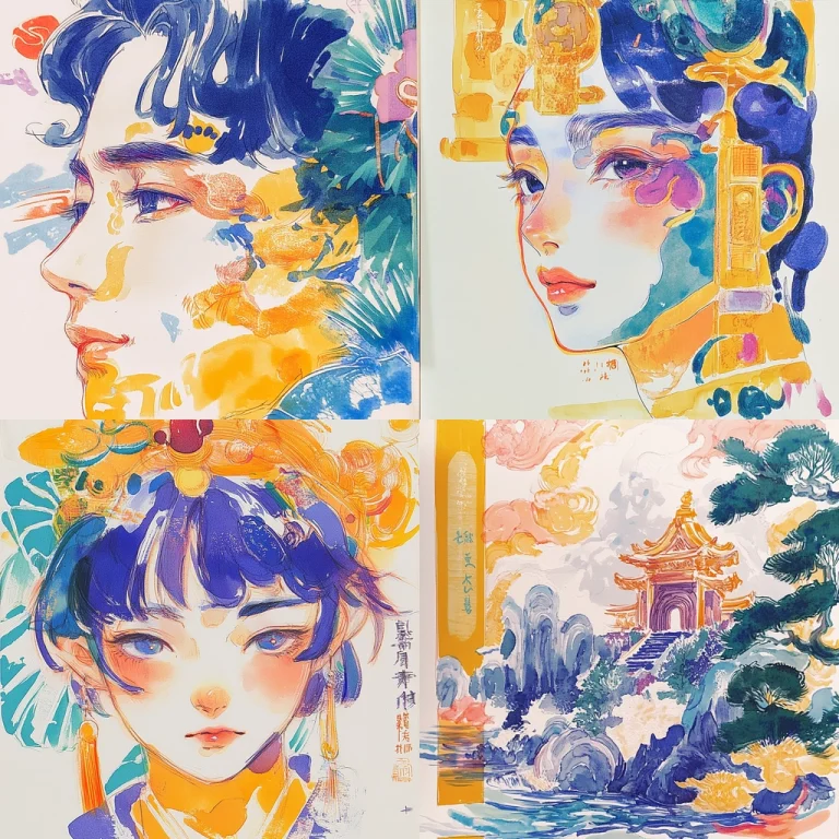 Playful Blue and Warm Tones - Midjourney style sref code