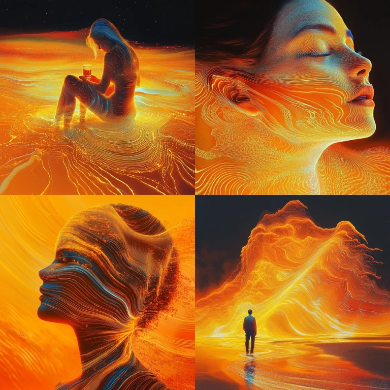 Vivid Swirling Orange Waves - Midjourney style sref code