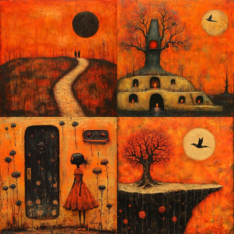 Orange-Toned Surreal Darkness - Midjourney style sref code