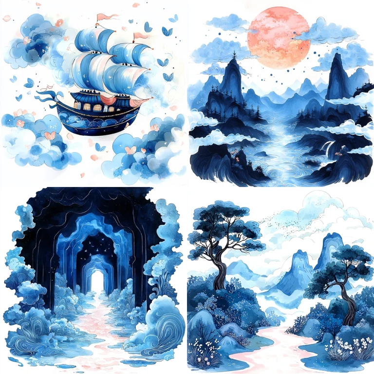 Blue Transparent Fluidity - Midjourney style sref code