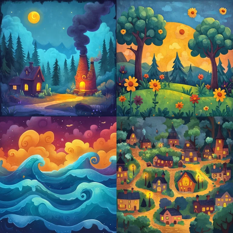 Vivid Cartoon Nightlight - Midjourney style sref code