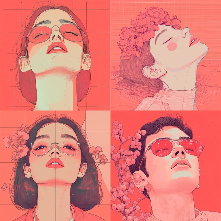 Soft Pink Line Art - Midjourney style sref code