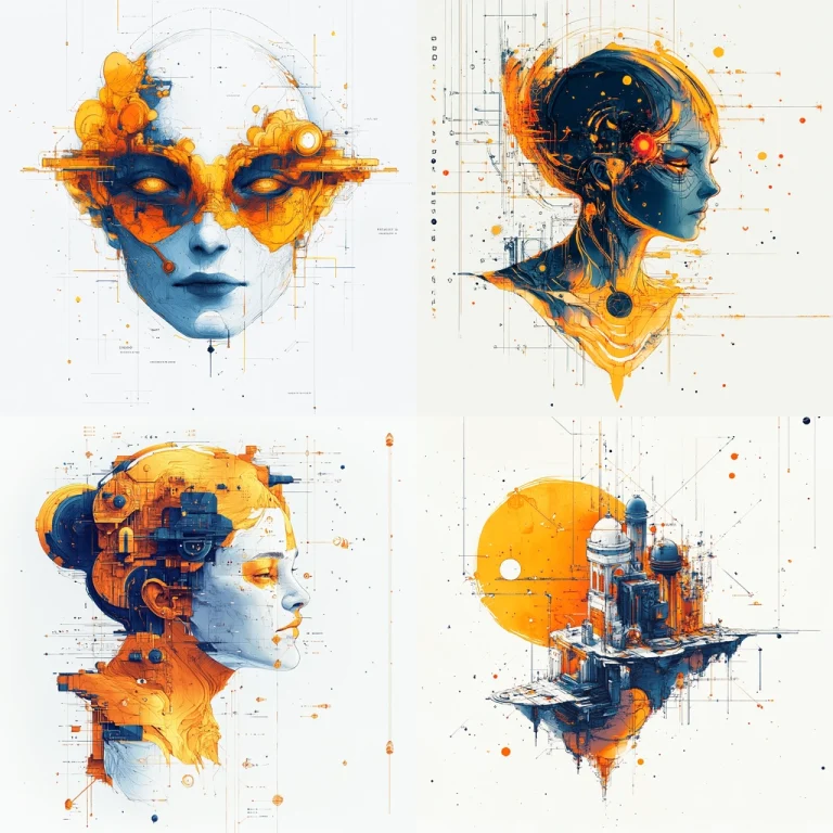 Cyberpunk Orange Fluorescent - Midjourney style sref code