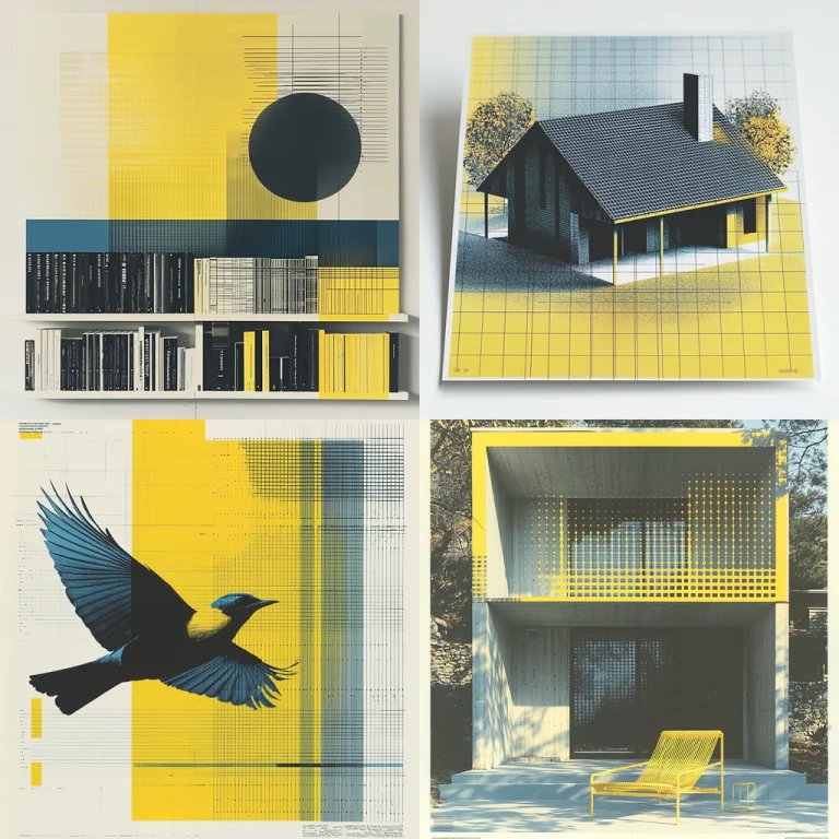 Geometric Grid Yellow Accent - Midjourney style sref code