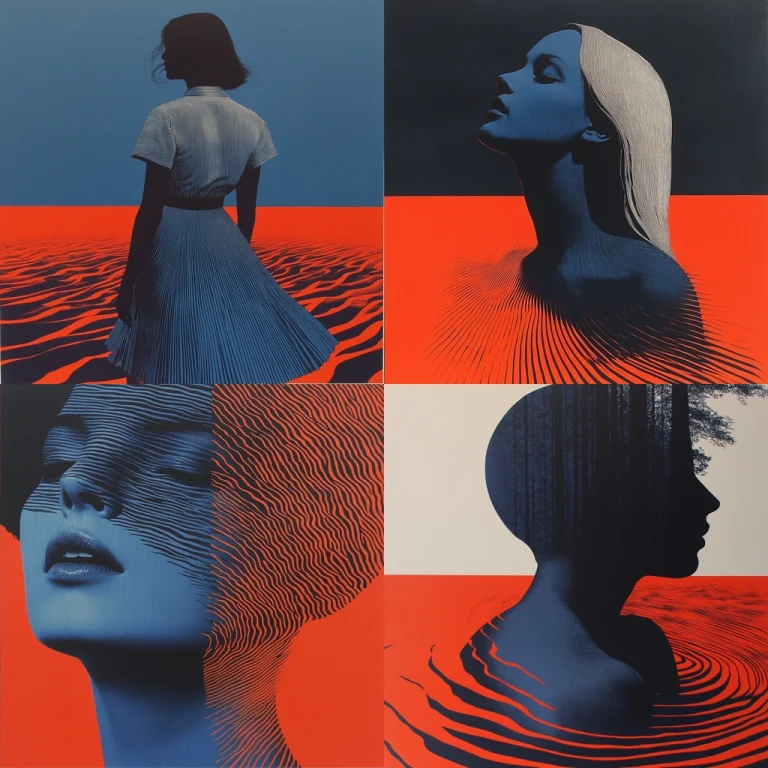 Bold Color Contrast with Linear Patterns - Midjourney style sref code