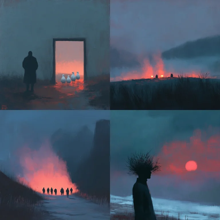 Dark Blue and Fiery Contrast - Midjourney style sref code