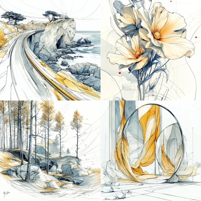 Soft Minimalist Linework - Midjourney style sref code