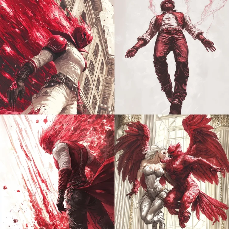 Vivid Crimson Heroic Contrast - Midjourney style sref code