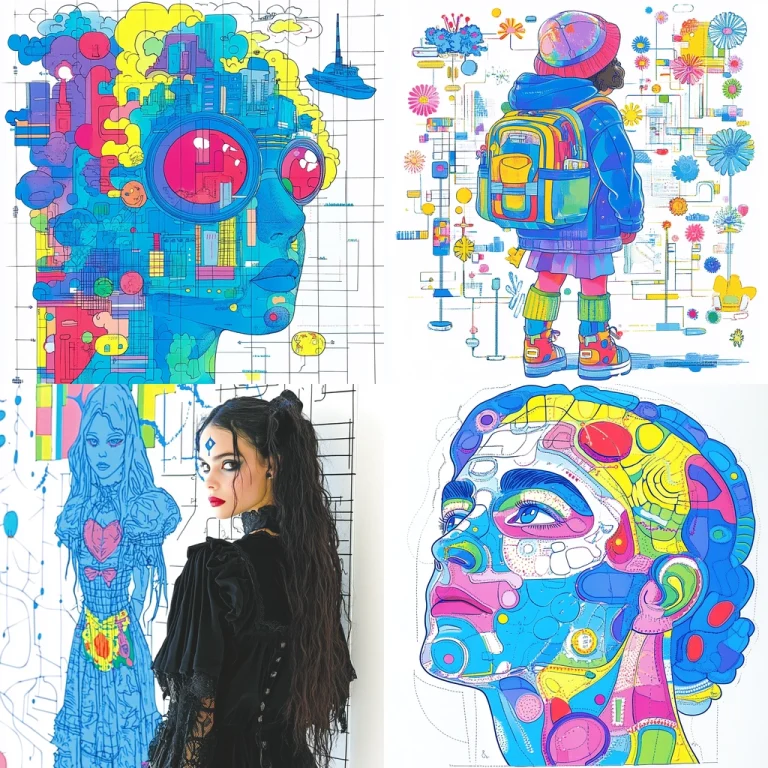 Vibrant Geometric Line Art - Midjourney style sref code