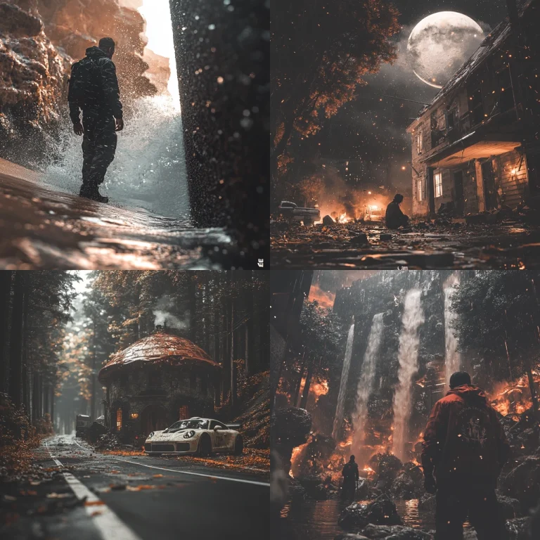 Dark Atmospheric Lighting with Fiery Hues - Midjourney style sref code