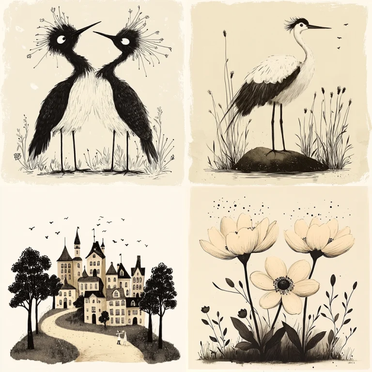 Monochrome Ink Illustration - Midjourney style sref code