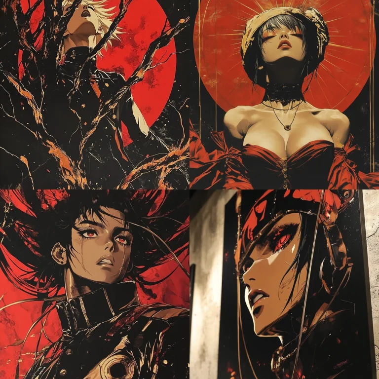 High Contrast Red and Black Expression - Midjourney style sref code